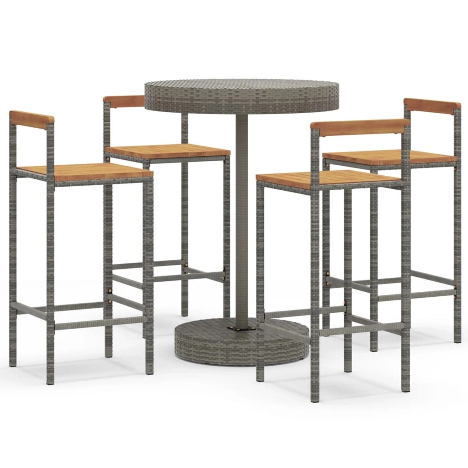 vidaXL 5-tlg Gartenbar-Set Grau Poly Rattan & Massivholz Akazie Modell 8 vidaXL 5-tlg Gartenbar-Set Grau Poly Rattan & Massivholz Akazie Modell 8 von VIDAXL