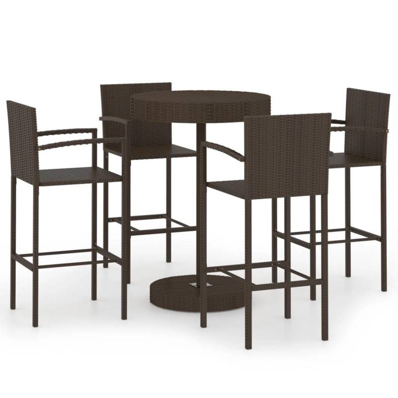 vidaXL 5-tlg Gartenbar-Set Poly Rattan Braun Modell 1 von VIDAXL