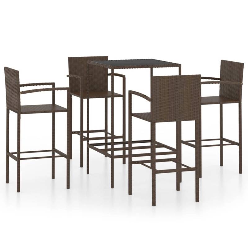 vidaXL 5-tlg Gartenbar-Set Poly Rattan Braun Modell 2 von VIDAXL