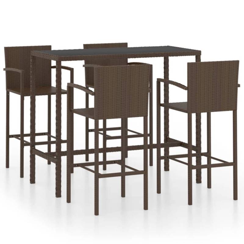 vidaXL 5-tlg Gartenbar-Set Poly Rattan Braun Modell 3 von VIDAXL
