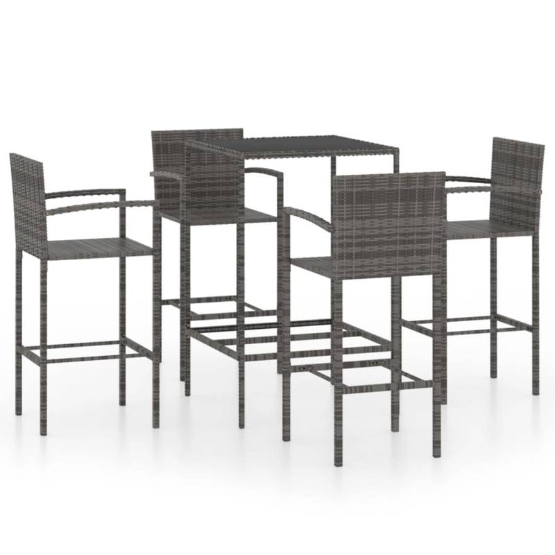 vidaXL 5-tlg Gartenbar-Set Poly Rattan Grau Modell 2 von VIDAXL