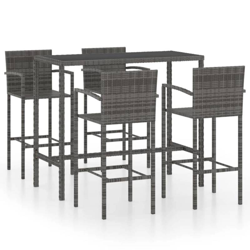 vidaXL 5-tlg Gartenbar-Set Poly Rattan Grau Modell 3 von VIDAXL