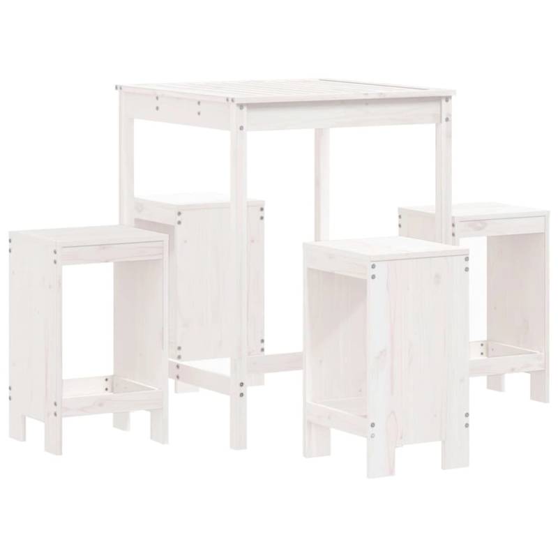 vidaXL 5-tlg Gartenbar-Set Weiß Massivholz Kiefer Modell 4 von VIDAXL