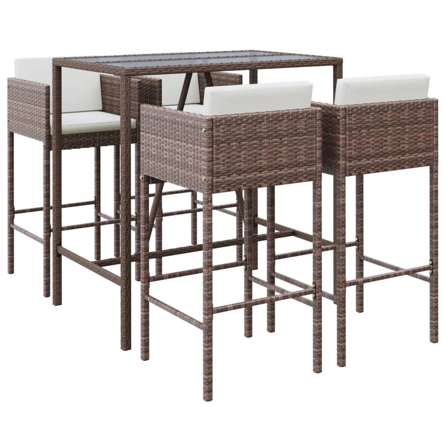 vidaXL 5-tlg Gartenbar-Set mit Kissen Braun Poly Rattan Modell 1 vidaXL 5-tlg Gartenbar-Set mit Kissen Braun Poly Rattan Modell 1 von VIDAXL
