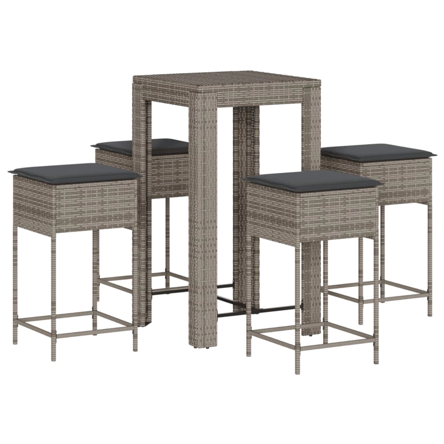 vidaXL 5-tlg Gartenbar-Set mit Kissen Grau Poly Rattan Modell 10 vidaXL 5-tlg Gartenbar-Set mit Kissen Grau Poly Rattan Modell 10 von VIDAXL