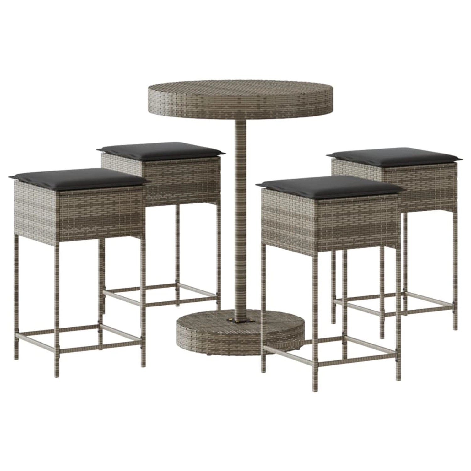 vidaXL 5-tlg Gartenbar-Set mit Kissen Grau Poly Rattan Modell 12 vidaXL 5-tlg Gartenbar-Set mit Kissen Grau Poly Rattan Modell 12 von VIDAXL
