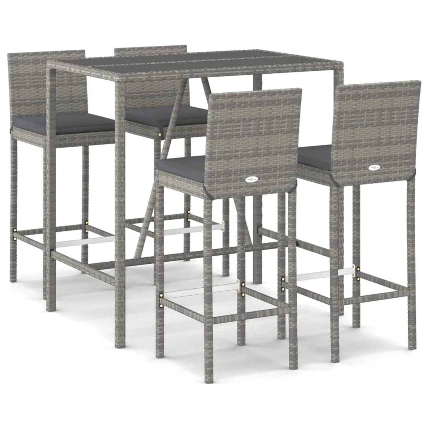 vidaXL 5-tlg Gartenbar-Set mit Kissen Grau Poly Rattan Modell 4 vidaXL 5-tlg Gartenbar-Set mit Kissen Grau Poly Rattan Modell 4 von VIDAXL