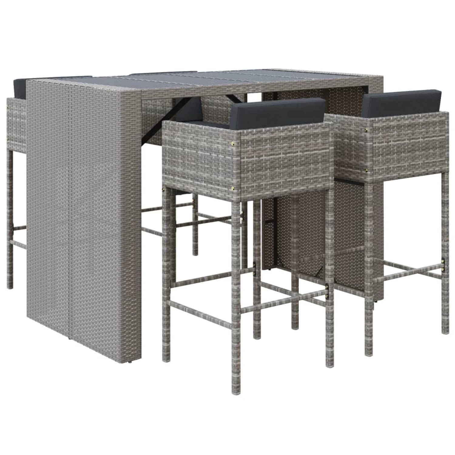 vidaXL 5-tlg Gartenbar-Set mit Kissen Grau Poly Rattan Modell 7 vidaXL 5-tlg Gartenbar-Set mit Kissen Grau Poly Rattan Modell 7 von VIDAXL