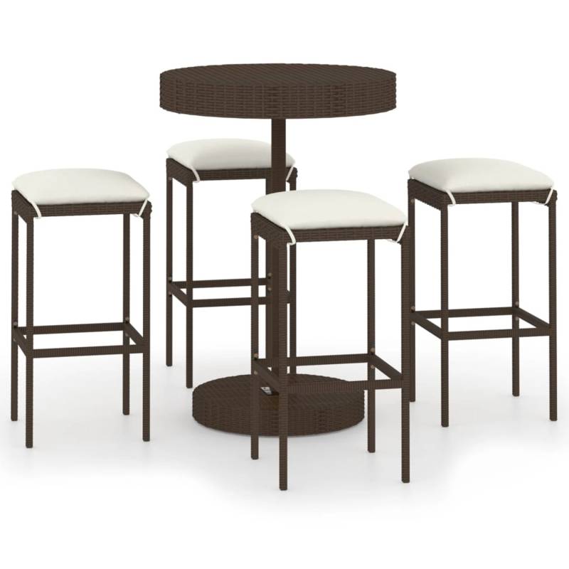 vidaXL 5-tlg Gartenbar-Set mit Kissen Poly Rattan Braun Modell 1 von VIDAXL