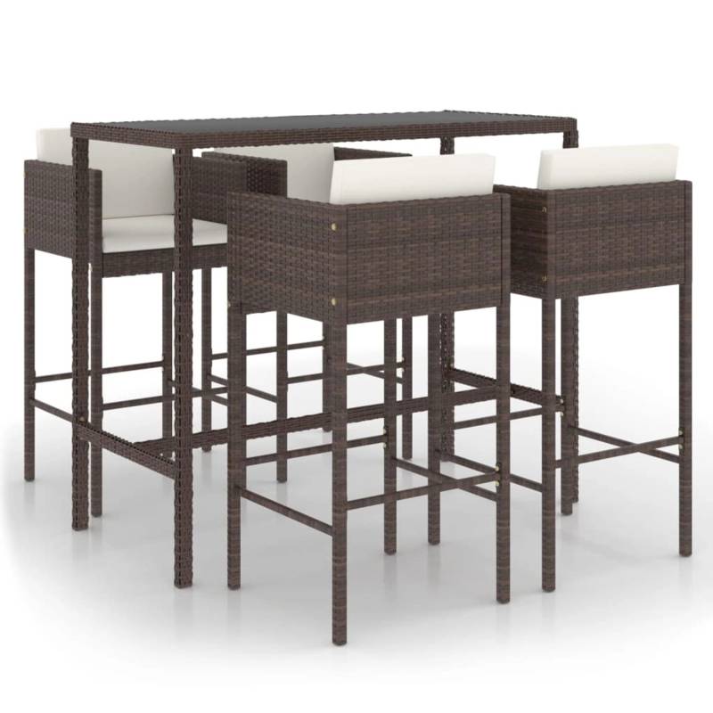 vidaXL 5-tlg Gartenbar-Set mit Kissen Poly Rattan Braun Modell 10 von VIDAXL