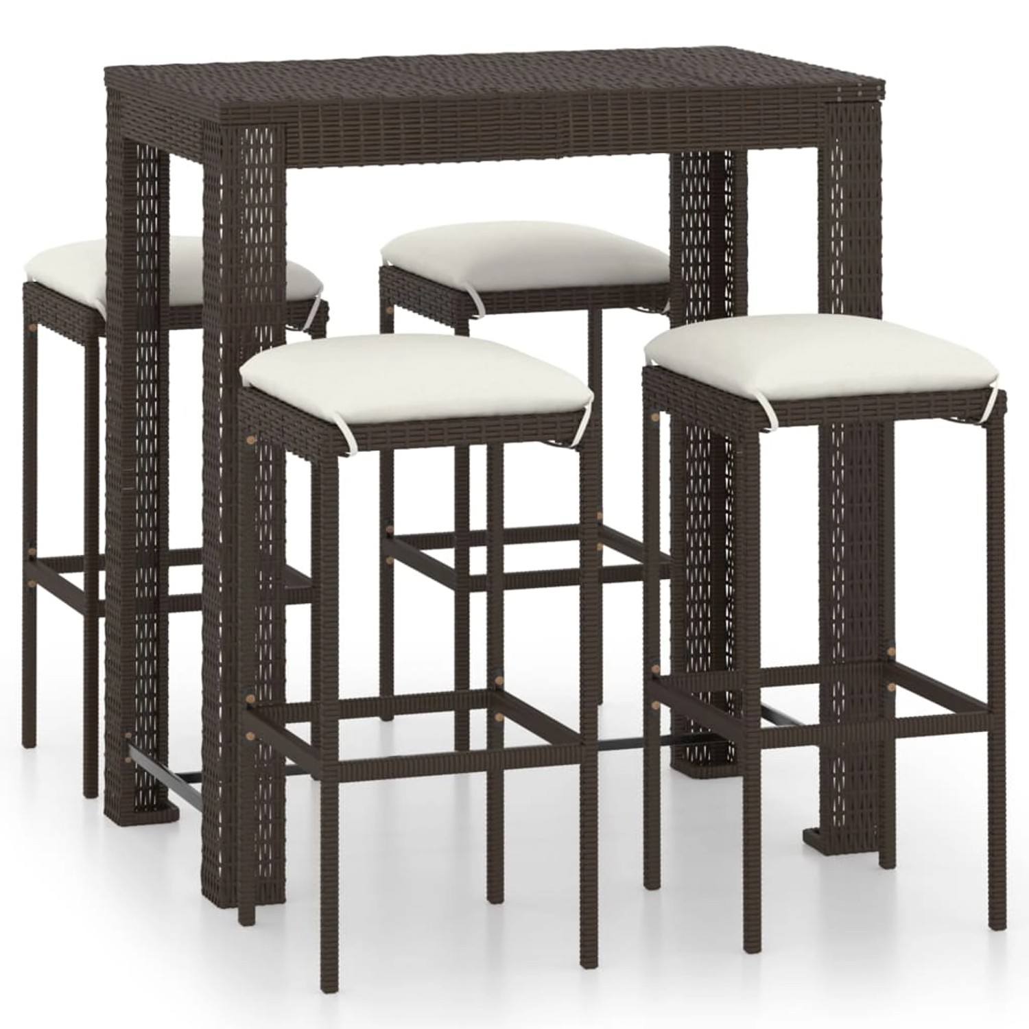 vidaXL 5-tlg Gartenbar-Set mit Kissen Poly Rattan Braun Modell 3 vidaXL 5-tlg Gartenbar-Set mit Kissen Poly Rattan Braun Modell 3 von VIDAXL