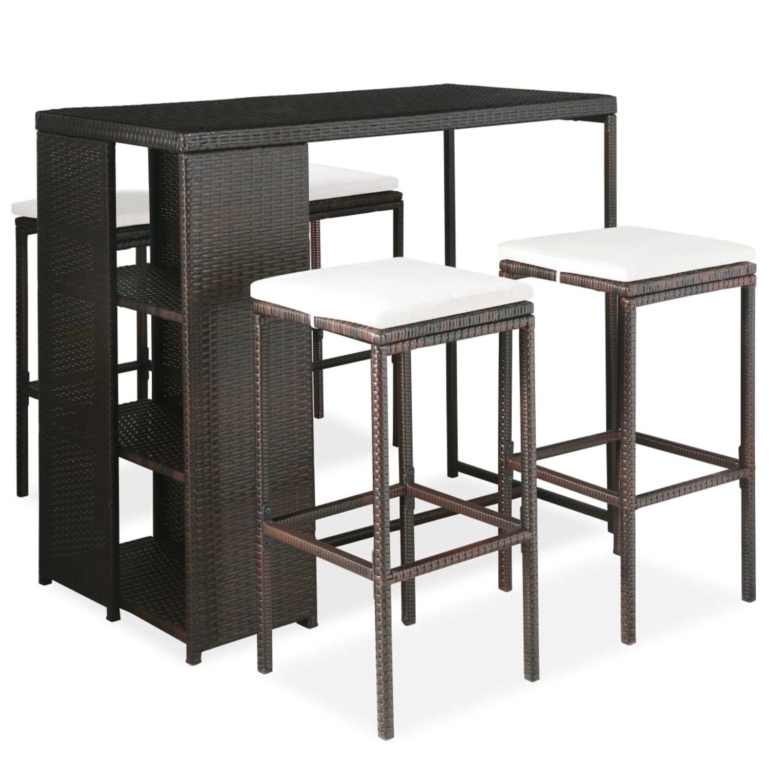 vidaXL 5-tlg Gartenbar-Set mit Kissen Poly Rattan Braun Modell 5 vidaXL 5-tlg Gartenbar-Set mit Kissen Poly Rattan Braun Modell 5 von VIDAXL