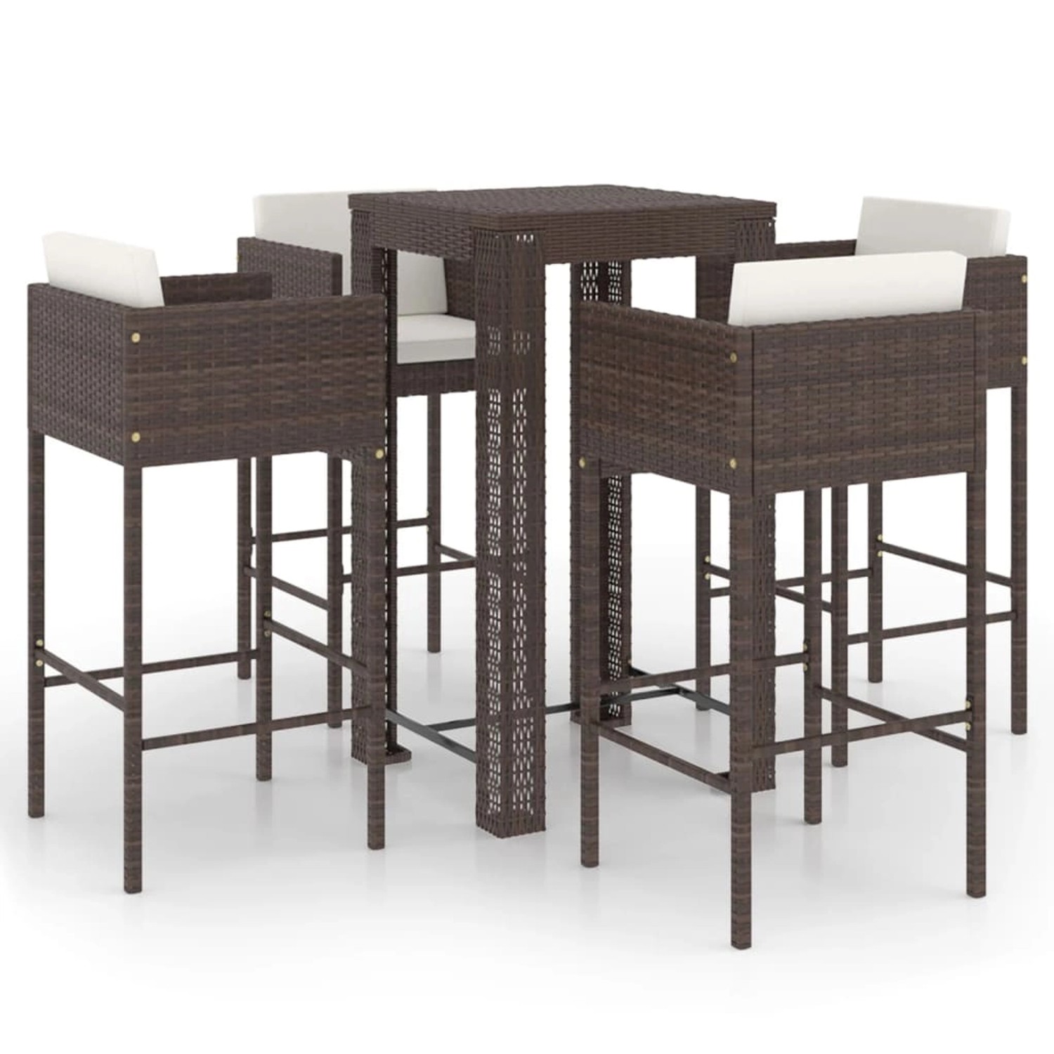 vidaXL 5-tlg Gartenbar-Set mit Kissen Poly Rattan Braun Modell 7 vidaXL 5-tlg Gartenbar-Set mit Kissen Poly Rattan Braun Modell 7 von VIDAXL