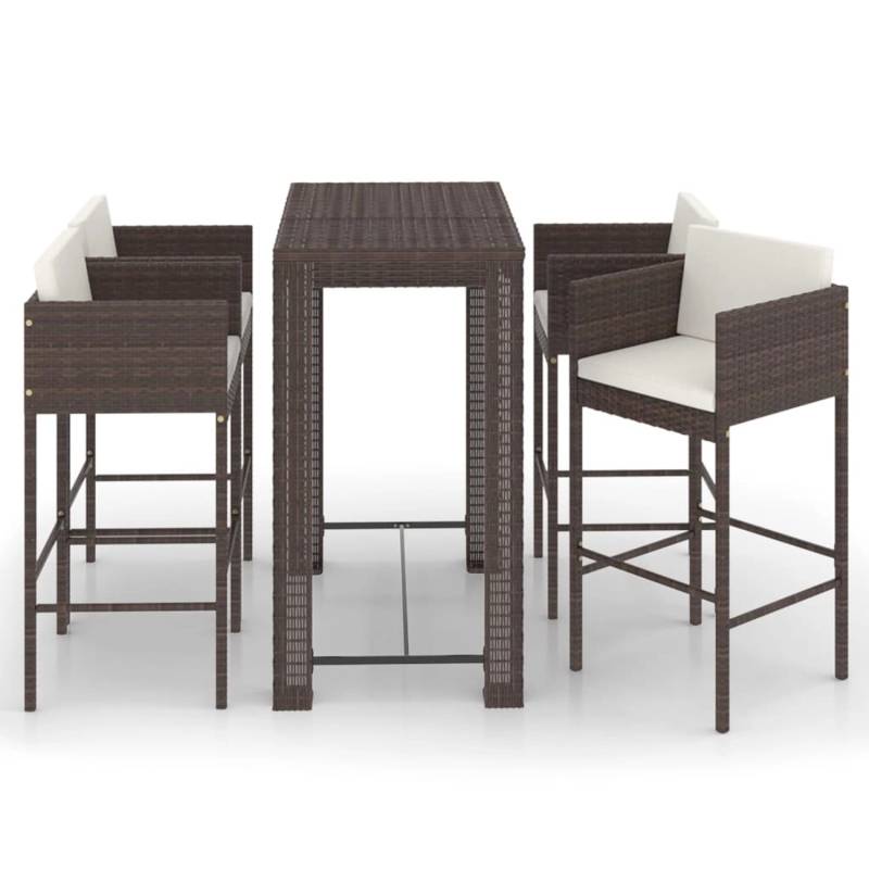 vidaXL 5-tlg Gartenbar-Set mit Kissen Poly Rattan Braun Modell 8 von VIDAXL
