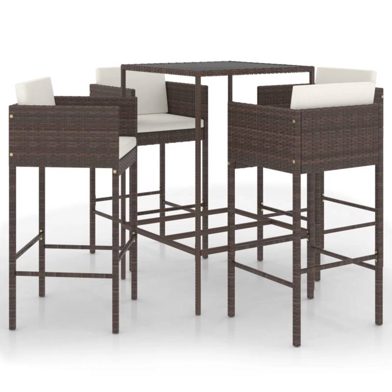 vidaXL 5-tlg Gartenbar-Set mit Kissen Poly Rattan Braun Modell 9 von VIDAXL