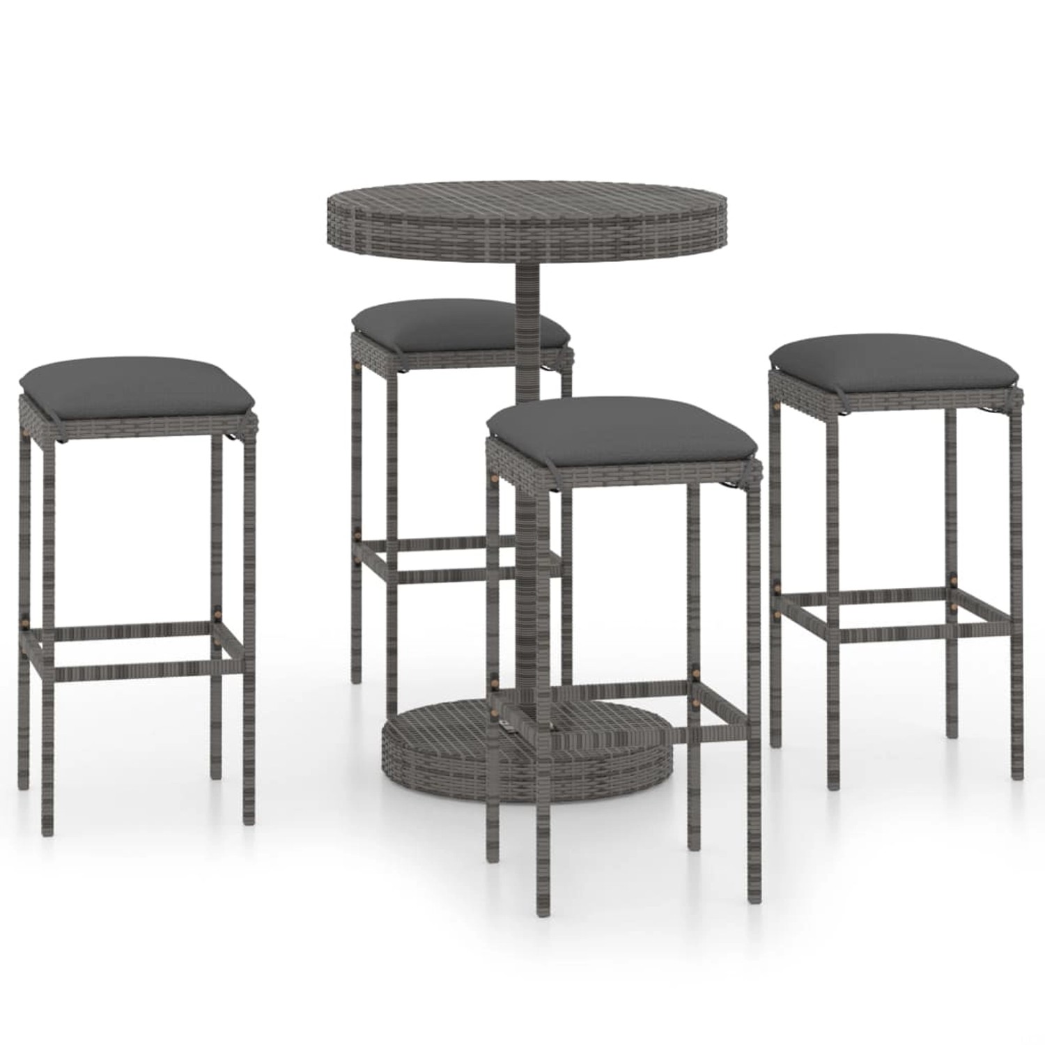 vidaXL 5-tlg Gartenbar-Set mit Kissen Poly Rattan Grau Modell 1 vidaXL 5-tlg Gartenbar-Set mit Kissen Poly Rattan Grau Modell 1 von VIDAXL