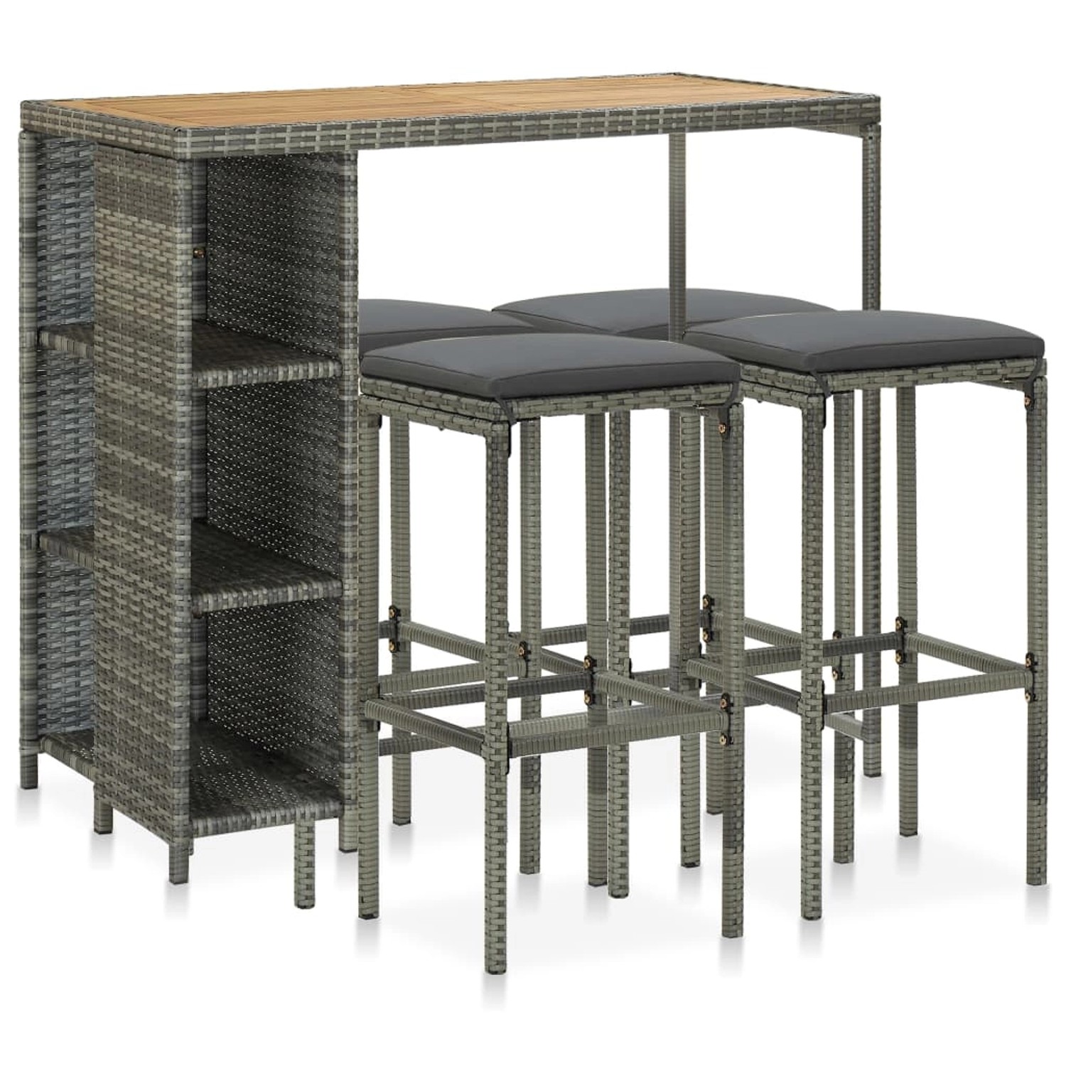 vidaXL 5-tlg Gartenbar-Set mit Kissen Poly Rattan Grau Modell 15 vidaXL 5-tlg Gartenbar-Set mit Kissen Poly Rattan Grau Modell 15 von VIDAXL