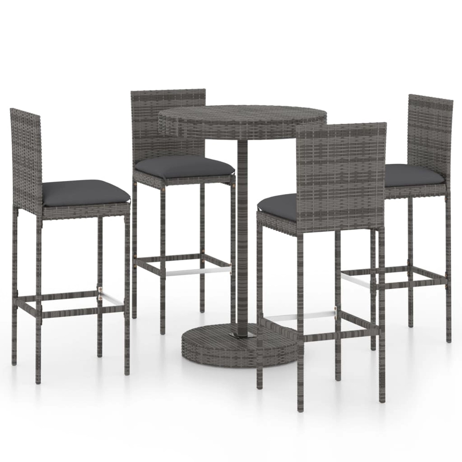 vidaXL 5-tlg Gartenbar-Set mit Kissen Poly Rattan Grau Modell 2 vidaXL 5-tlg Gartenbar-Set mit Kissen Poly Rattan Grau Modell 2 von VIDAXL