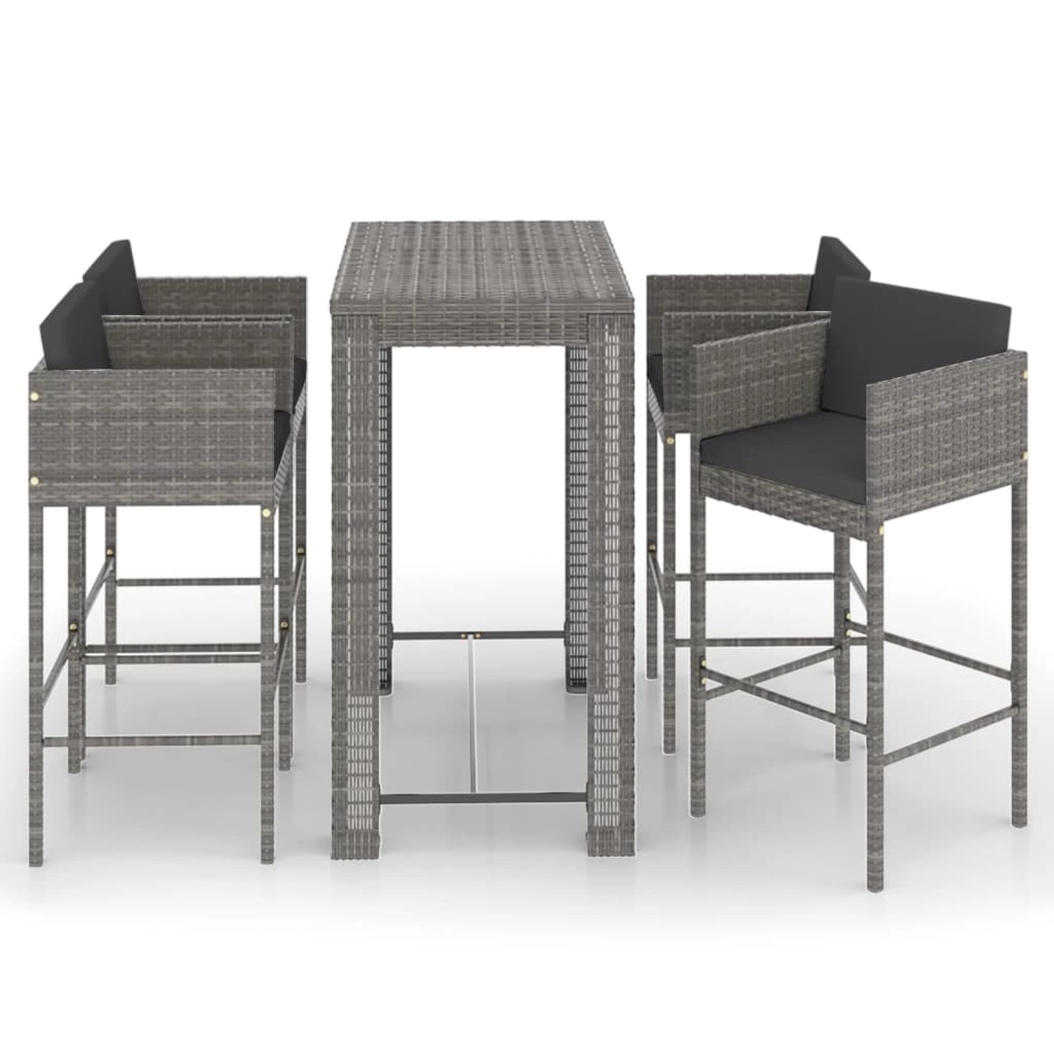 vidaXL 5-tlg Gartenbar-Set mit Kissen Poly Rattan Grau Modell 20 vidaXL 5-tlg Gartenbar-Set mit Kissen Poly Rattan Grau Modell 20 von VIDAXL