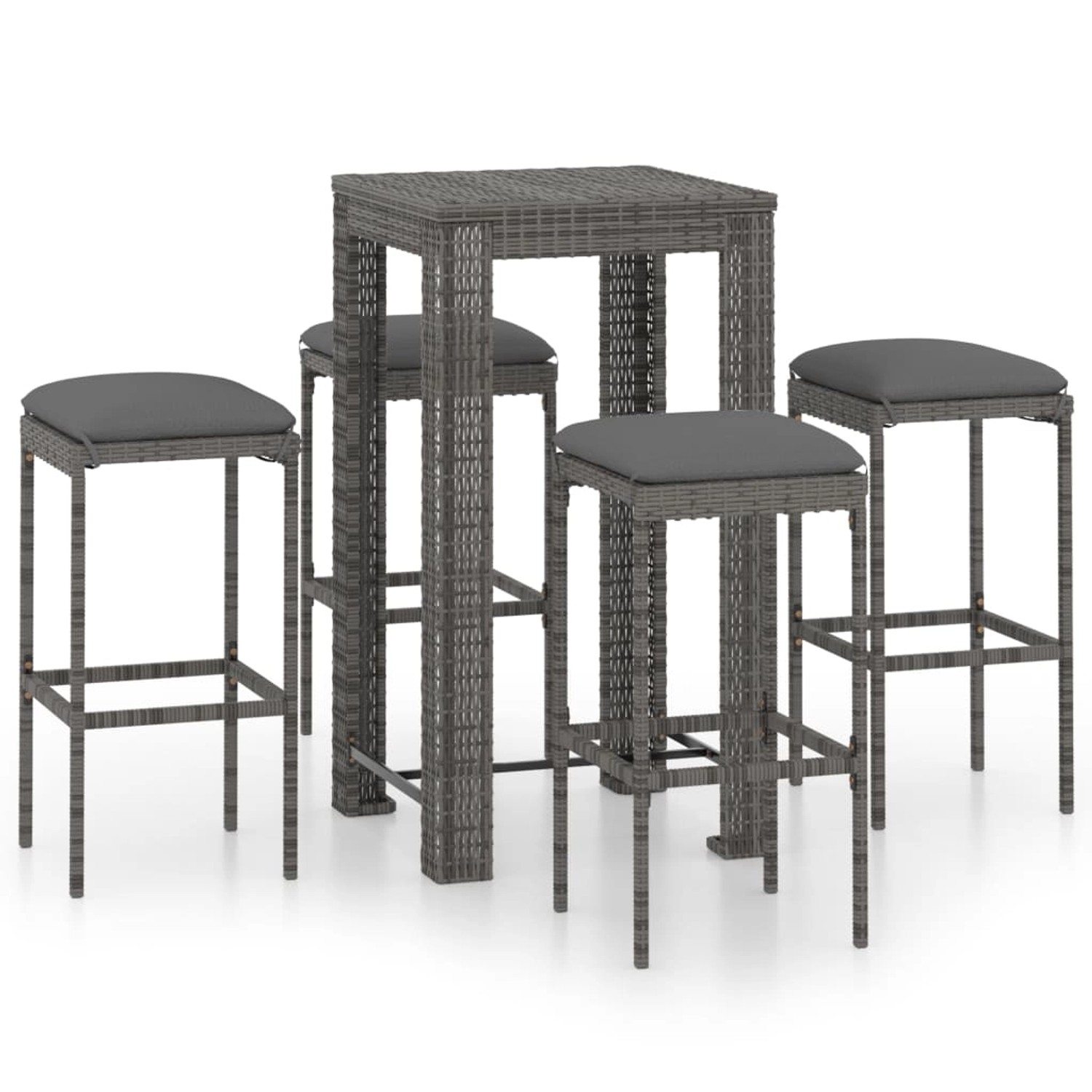 vidaXL 5-tlg Gartenbar-Set mit Kissen Poly Rattan Grau Modell 3 vidaXL 5-tlg Gartenbar-Set mit Kissen Poly Rattan Grau Modell 3 von VIDAXL