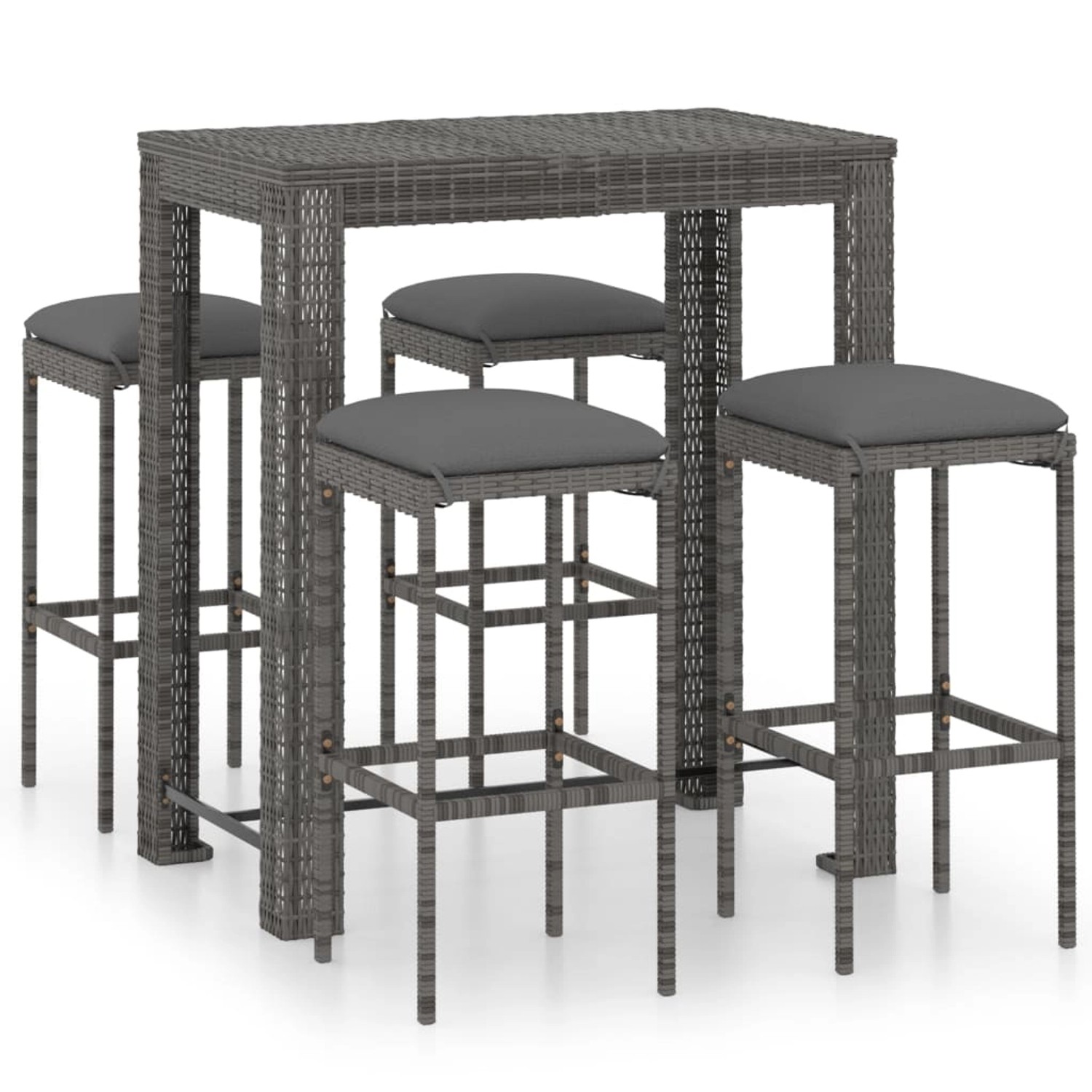 vidaXL 5-tlg Gartenbar-Set mit Kissen Poly Rattan Grau Modell 4 vidaXL 5-tlg Gartenbar-Set mit Kissen Poly Rattan Grau Modell 4 von VIDAXL