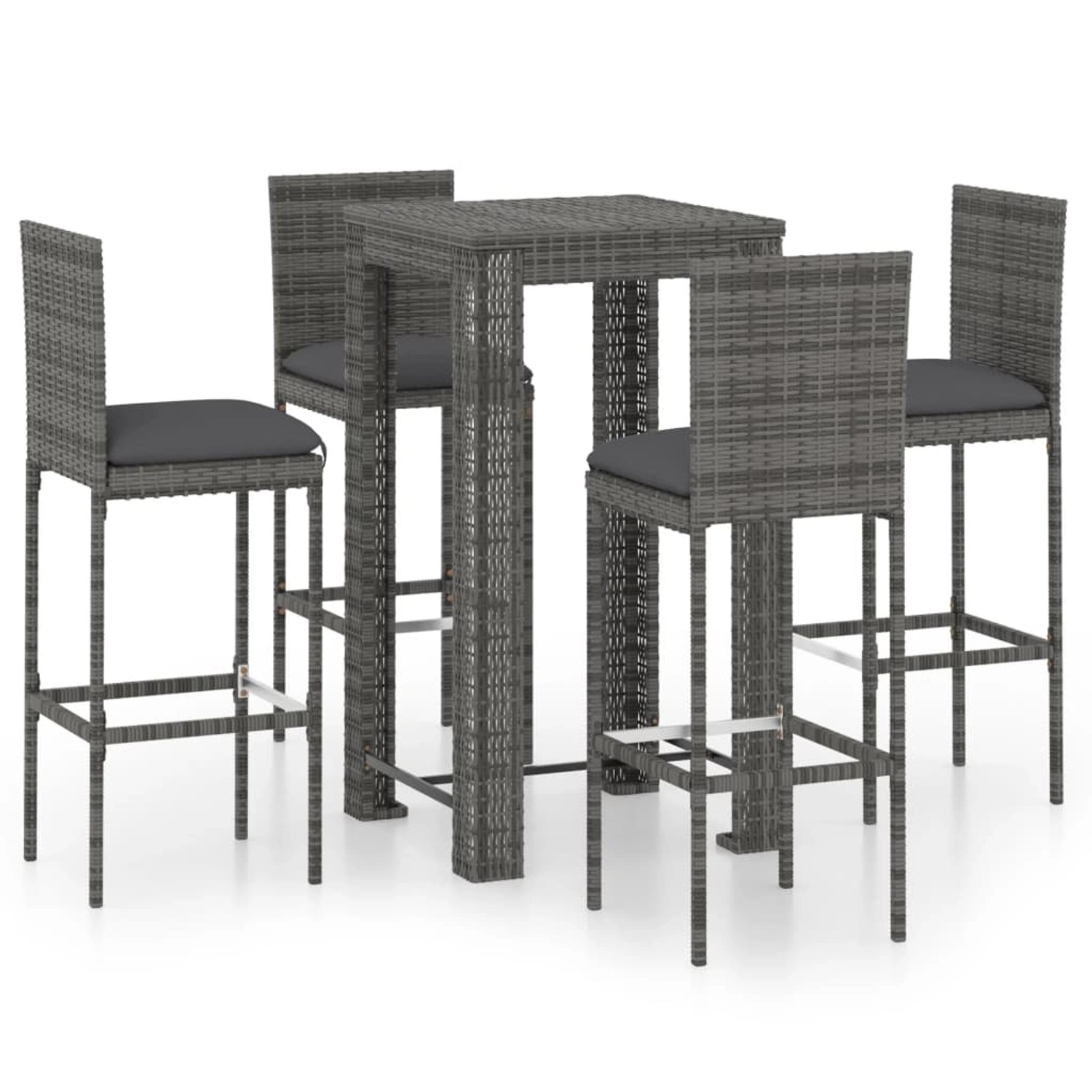 vidaXL 5-tlg Gartenbar-Set mit Kissen Poly Rattan Grau Modell 5 vidaXL 5-tlg Gartenbar-Set mit Kissen Poly Rattan Grau Modell 5 von VIDAXL