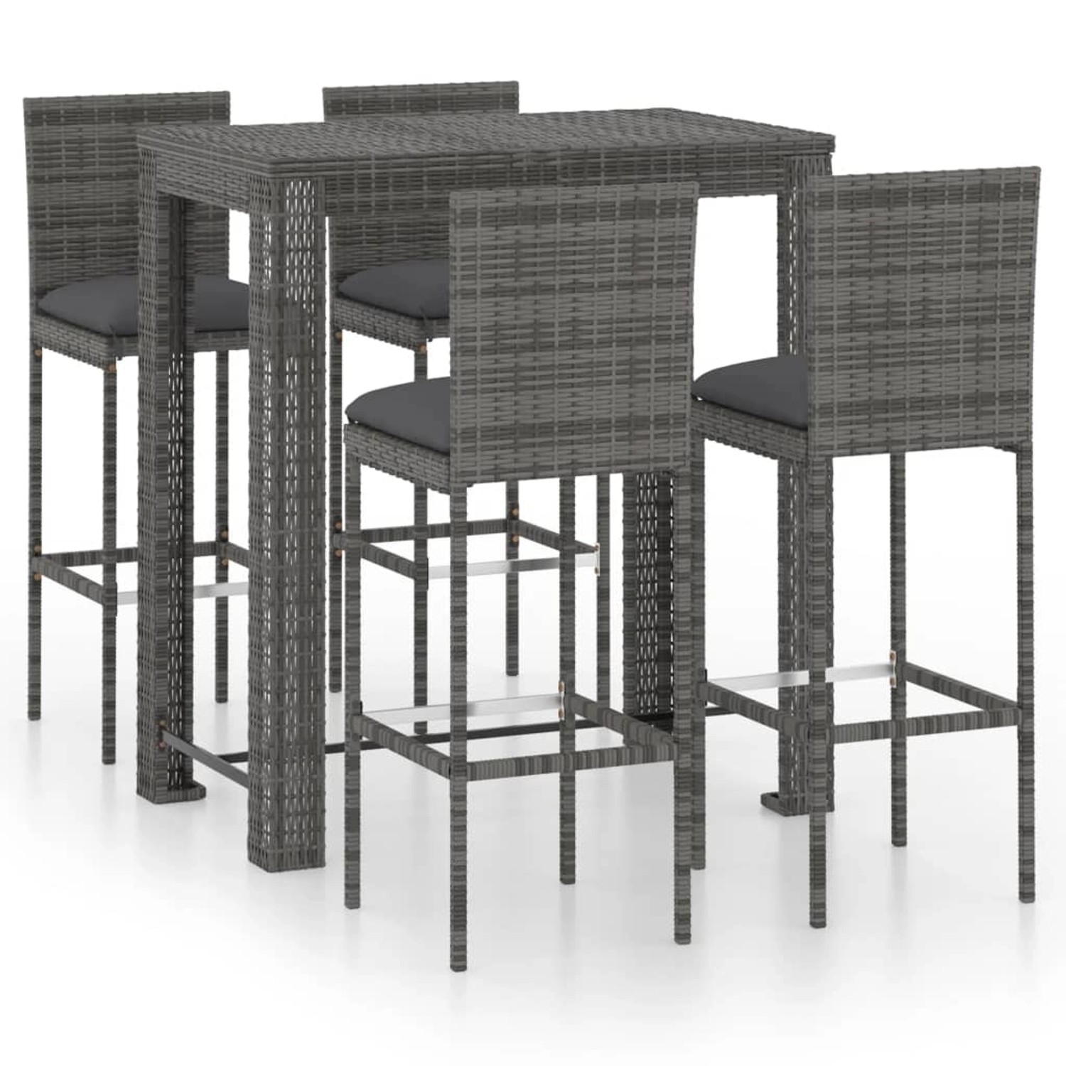 vidaXL 5-tlg Gartenbar-Set mit Kissen Poly Rattan Grau Modell 6 vidaXL 5-tlg Gartenbar-Set mit Kissen Poly Rattan Grau Modell 6 von VIDAXL