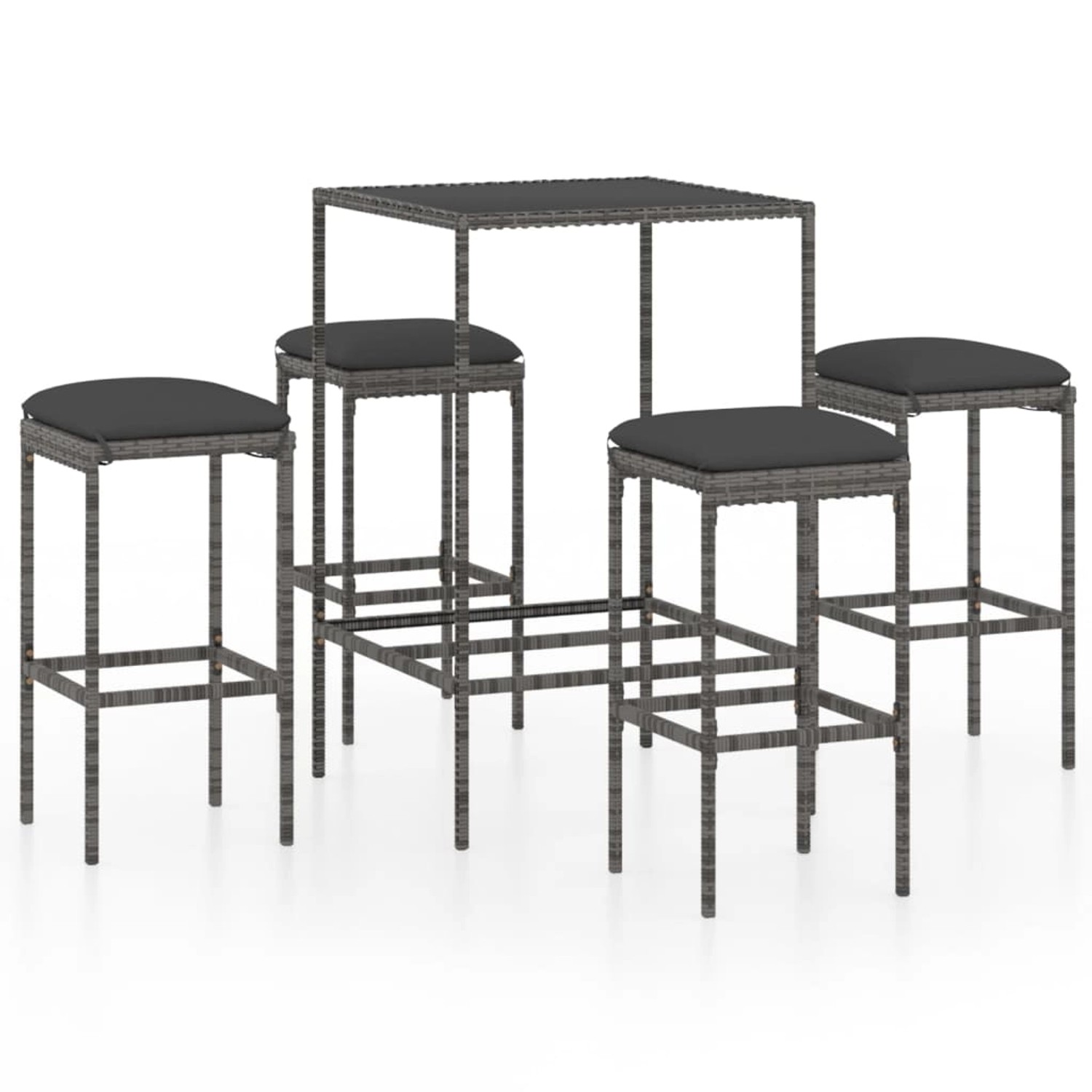 vidaXL 5-tlg Gartenbar-Set mit Kissen Poly Rattan Grau Modell 7 vidaXL 5-tlg Gartenbar-Set mit Kissen Poly Rattan Grau Modell 7 von VIDAXL
