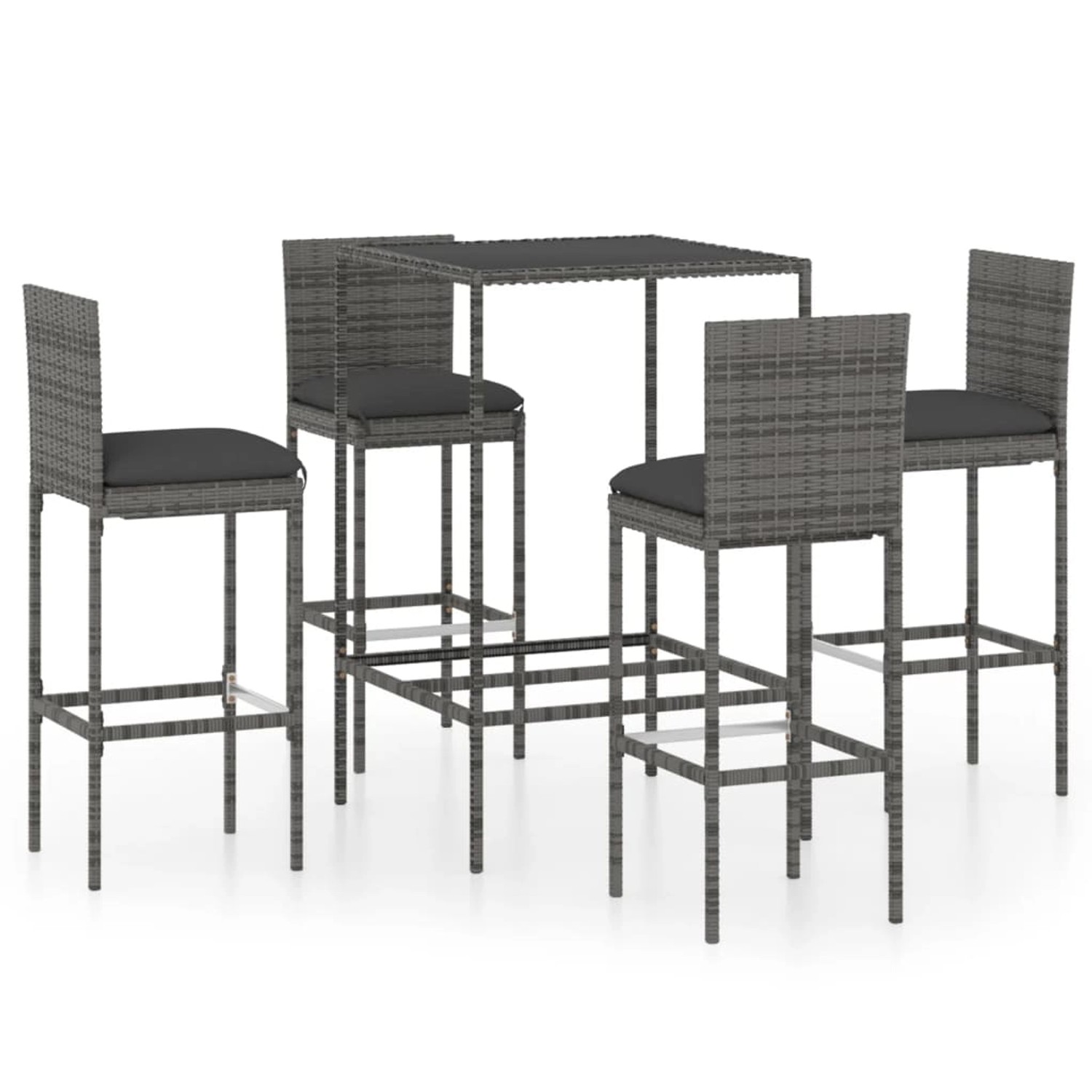 vidaXL 5-tlg Gartenbar-Set mit Kissen Poly Rattan Grau Modell 8 vidaXL 5-tlg Gartenbar-Set mit Kissen Poly Rattan Grau Modell 8 von VIDAXL
