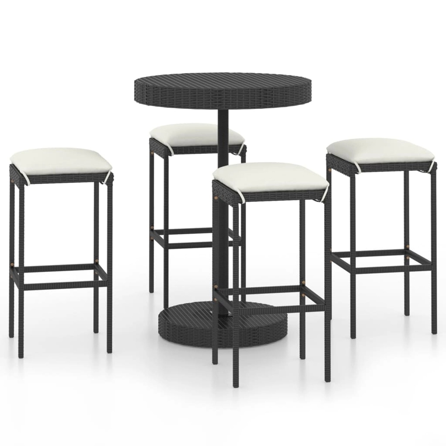 vidaXL 5-tlg Gartenbar-Set mit Kissen Poly Rattan Schwarz Modell 1 vidaXL 5-tlg Gartenbar-Set mit Kissen Poly Rattan Schwarz Modell 1 von VIDAXL