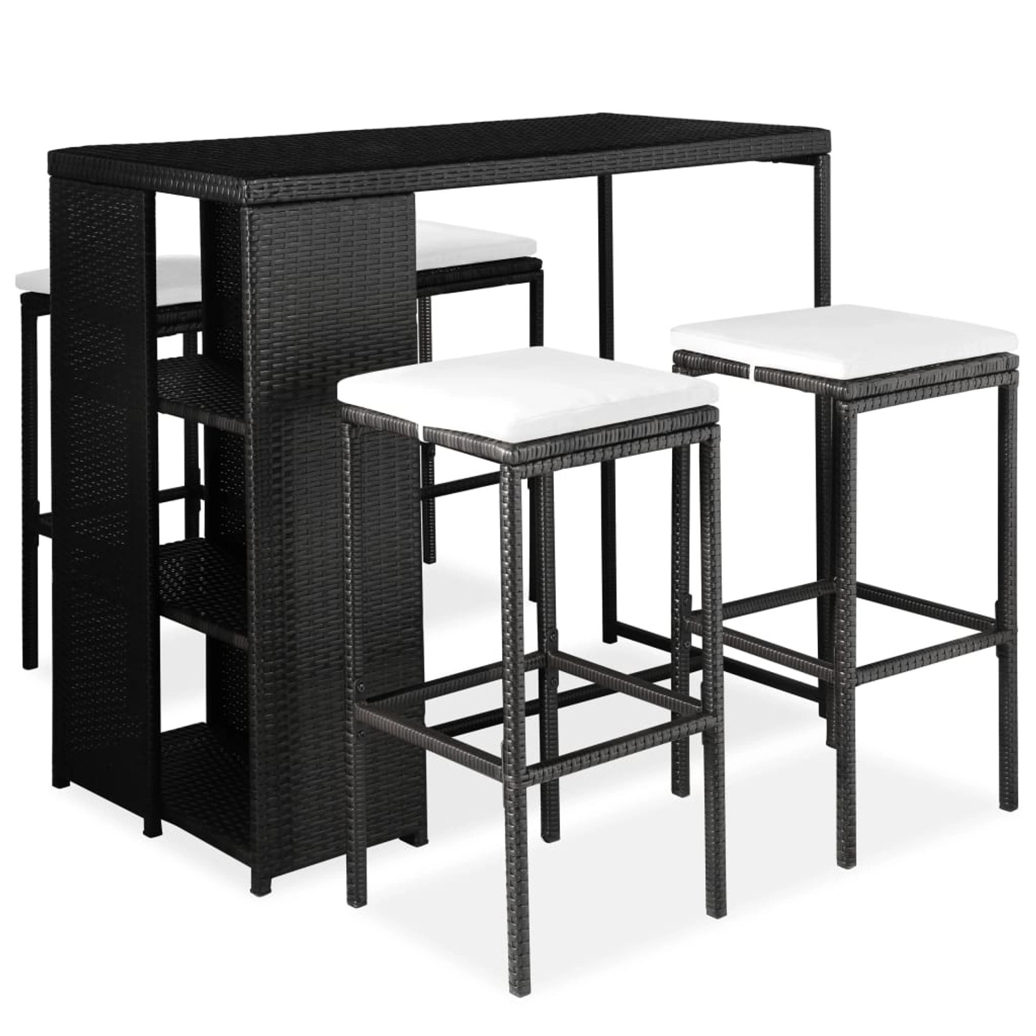 vidaXL 5-tlg Gartenbar-Set mit Kissen Poly Rattan Schwarz Modell 14 vidaXL 5-tlg Gartenbar-Set mit Kissen Poly Rattan Schwarz Modell 14 von VIDAXL