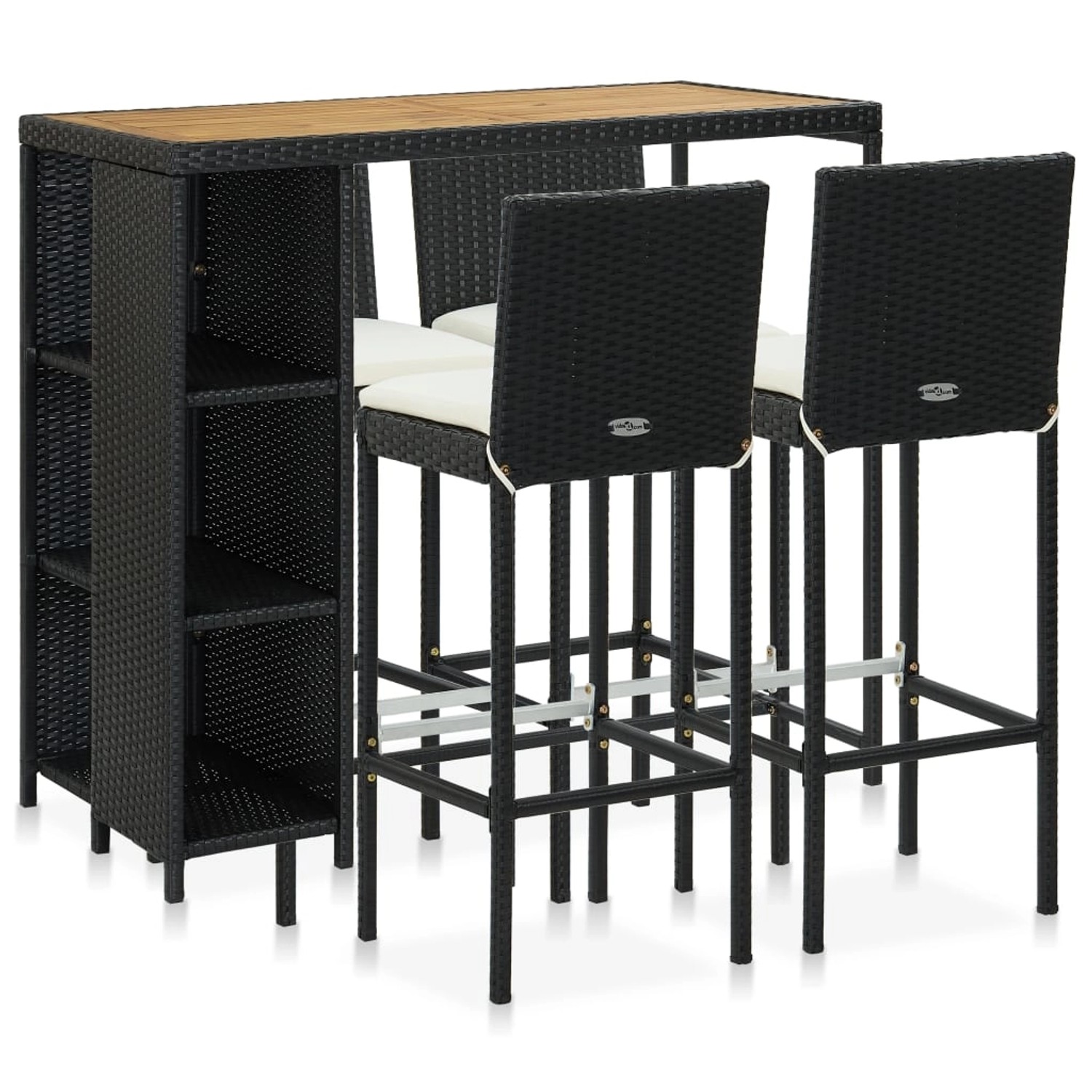 vidaXL 5-tlg Gartenbar-Set mit Kissen Poly Rattan Schwarz Modell 17 vidaXL 5-tlg Gartenbar-Set mit Kissen Poly Rattan Schwarz Modell 17 von VIDAXL