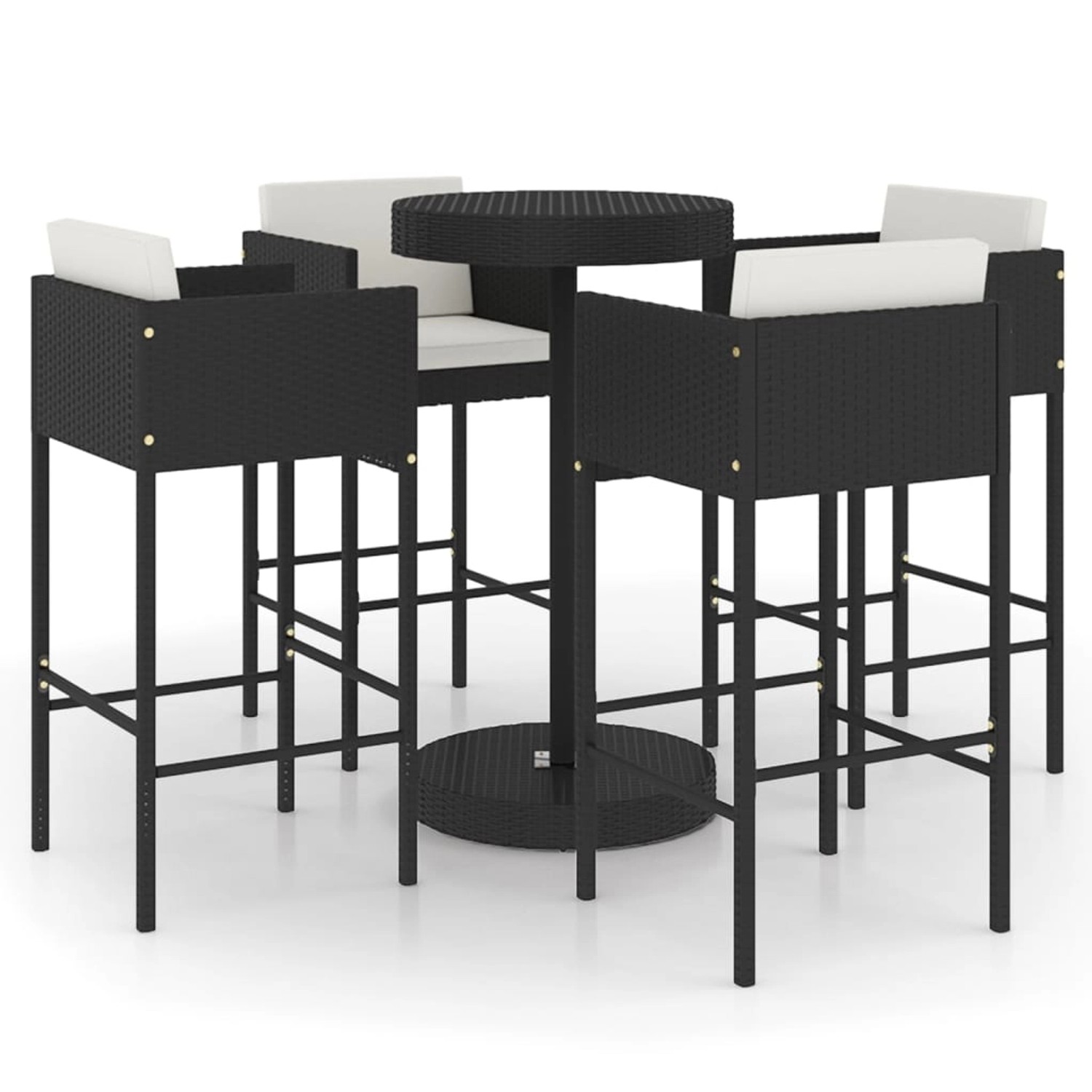 vidaXL 5-tlg Gartenbar-Set mit Kissen Poly Rattan Schwarz Modell 18 vidaXL 5-tlg Gartenbar-Set mit Kissen Poly Rattan Schwarz Modell 18 von VIDAXL