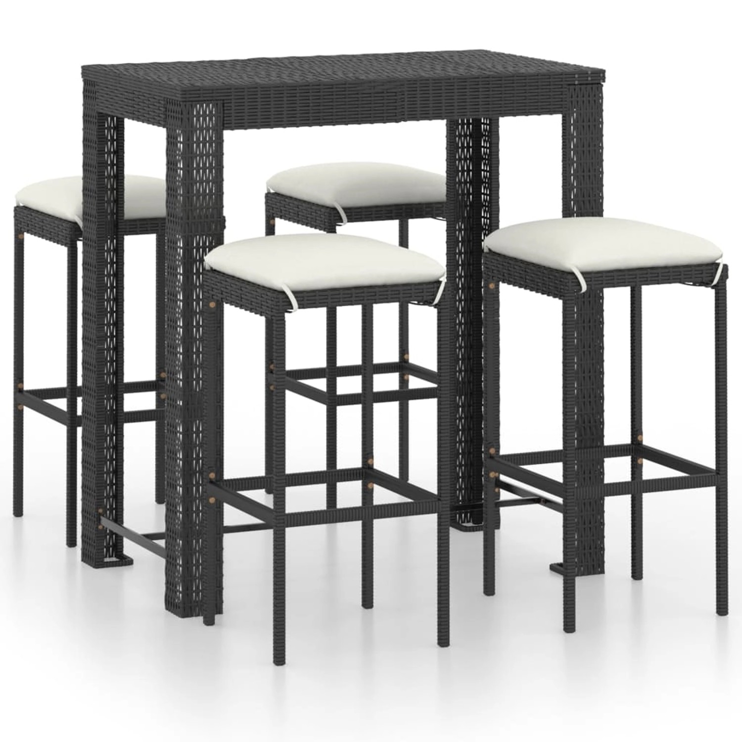 vidaXL 5-tlg Gartenbar-Set mit Kissen Poly Rattan Schwarz Modell 4 vidaXL 5-tlg Gartenbar-Set mit Kissen Poly Rattan Schwarz Modell 4 von VIDAXL