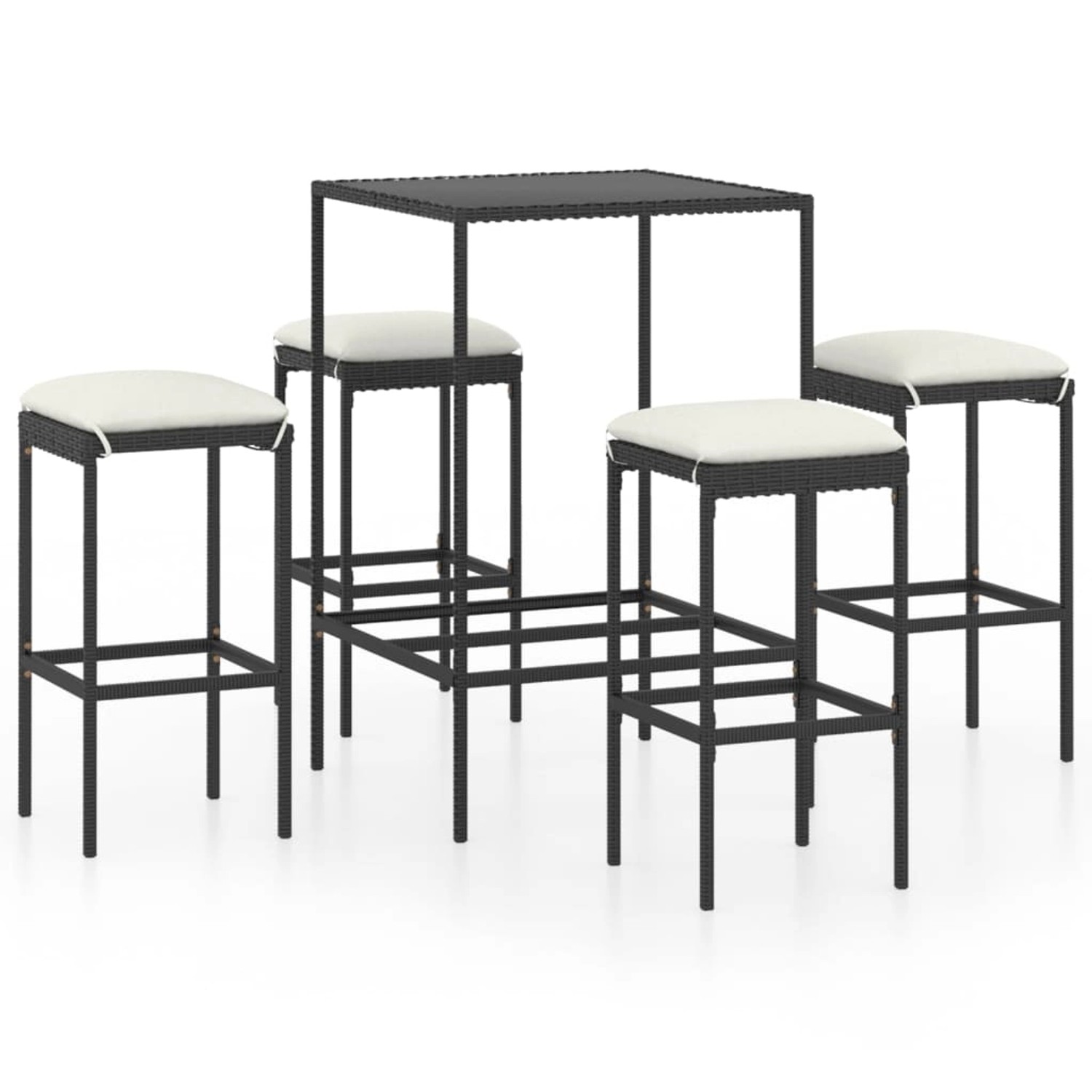 vidaXL 5-tlg Gartenbar-Set mit Kissen Poly Rattan Schwarz Modell 7 vidaXL 5-tlg Gartenbar-Set mit Kissen Poly Rattan Schwarz Modell 7 von VIDAXL