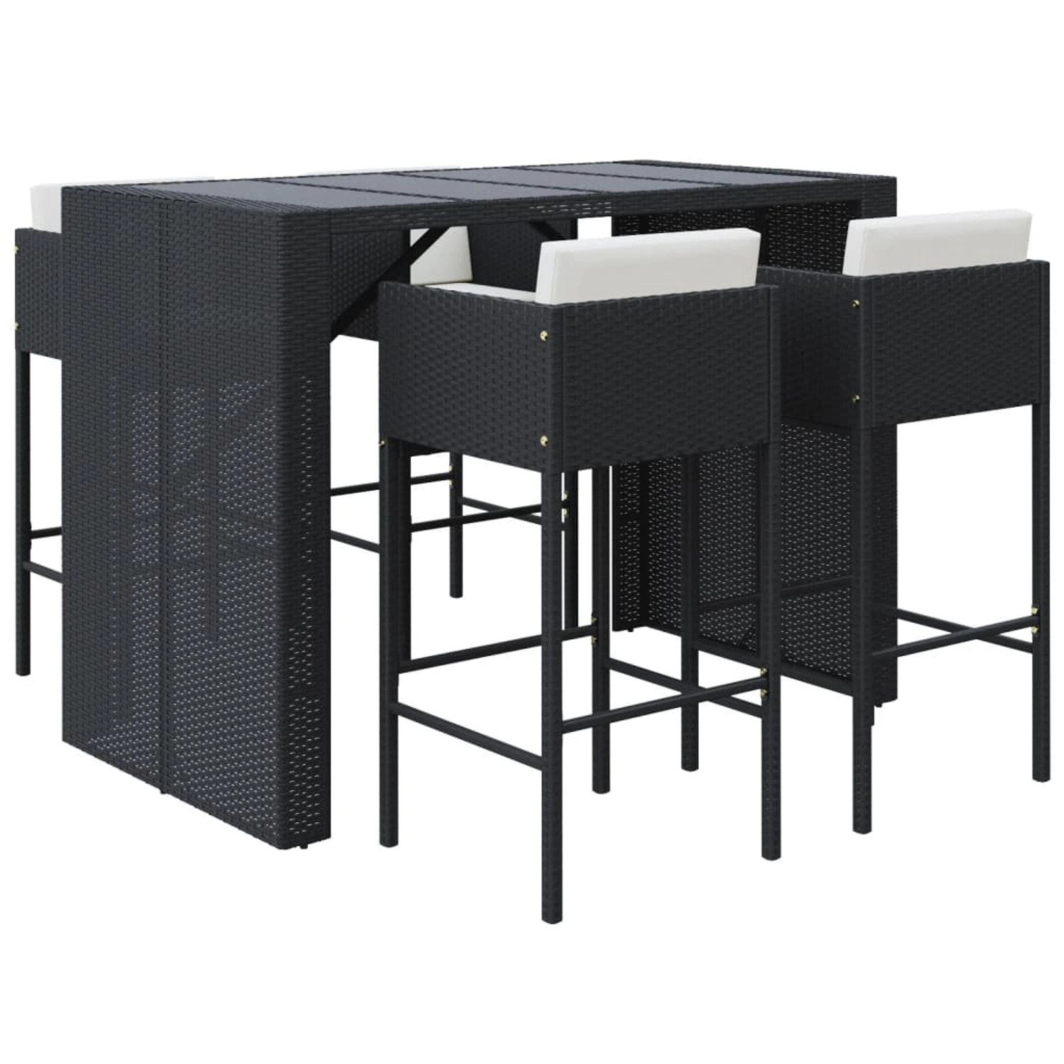 vidaXL 5-tlg Gartenbar-Set mit Kissen Schwarz Poly Rattan Modell 6 vidaXL 5-tlg Gartenbar-Set mit Kissen Schwarz Poly Rattan Modell 6 von VIDAXL