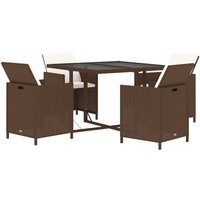 5-tlg. Garten-Essgruppe mit Kissen Poly Rattan Braun Vidaxl von VIDAXL