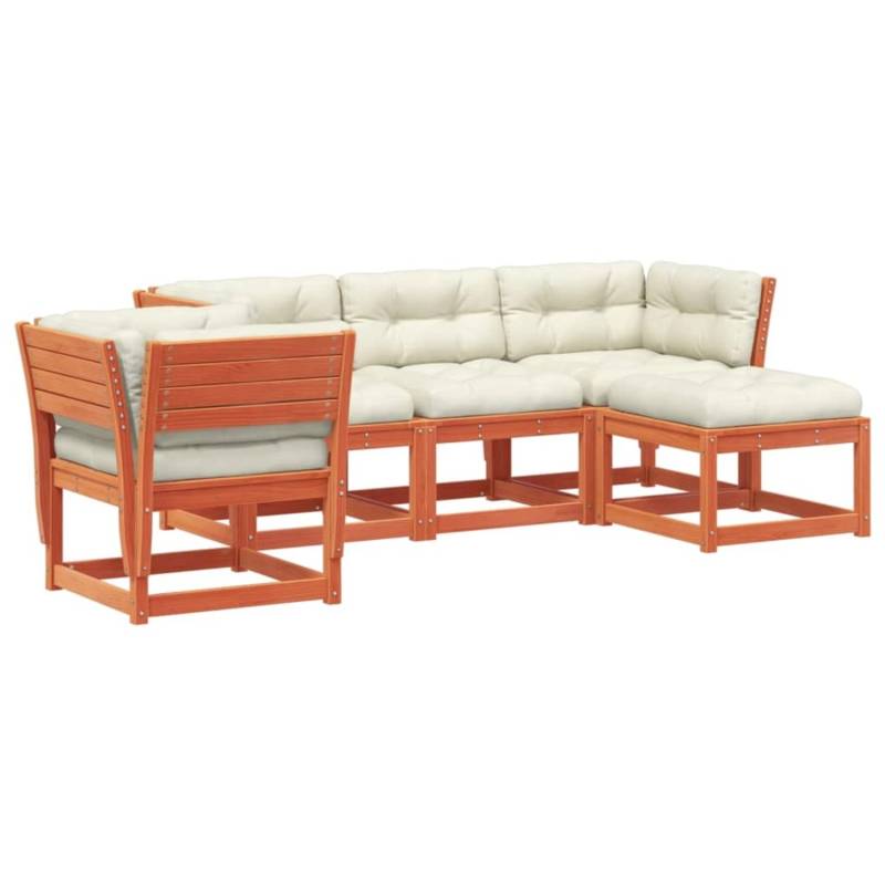 vidaXL 5tlg. Garten-Lounge-Set mit Kissen Wachsbraun Massivholz Kiefer von VIDAXL