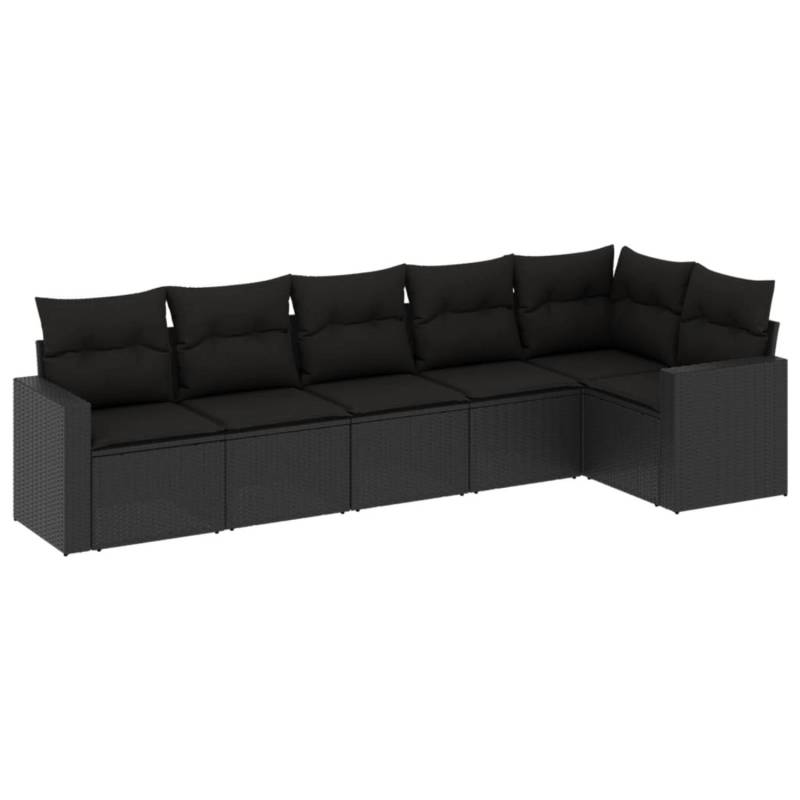 vidaXL 6-Tlg Garten-Sofagarnitur mit Kissen Schwarz Poly Rattan 3218975 von VIDAXL
