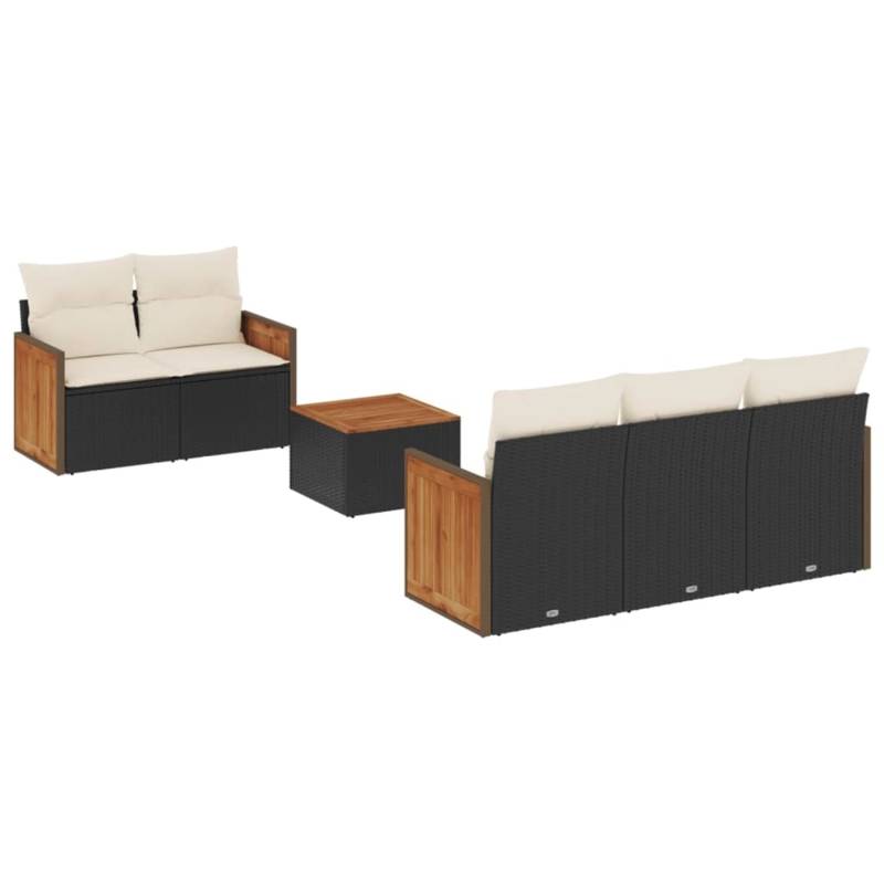 vidaXL 6-Tlg Garten-Sofagarnitur mit Kissen Schwarz Poly Rattan 3259865 von VIDAXL