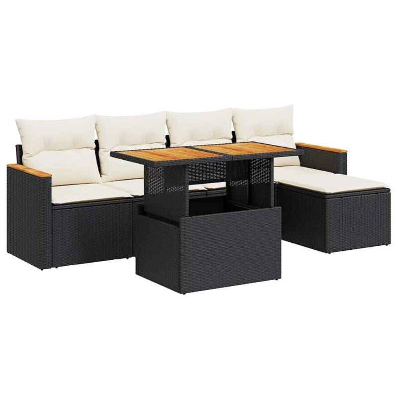 vidaXL 6-Tlg Garten-Sofagarnitur mit Kissen Schwarz Poly Rattan 3327472 von VIDAXL