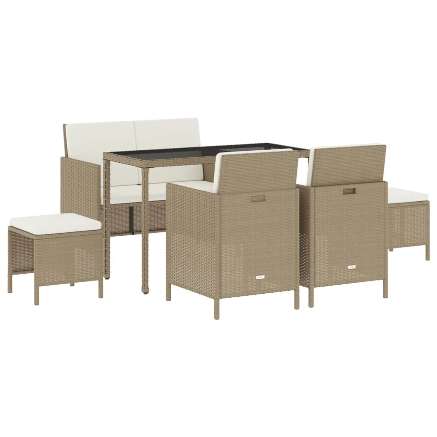 vidaXL 6-tlg Garten-Essgruppe mit Kissen Beige Poly Rattan vidaXL 6-tlg Garten-Essgruppe mit Kissen Beige Poly Rattan von VIDAXL