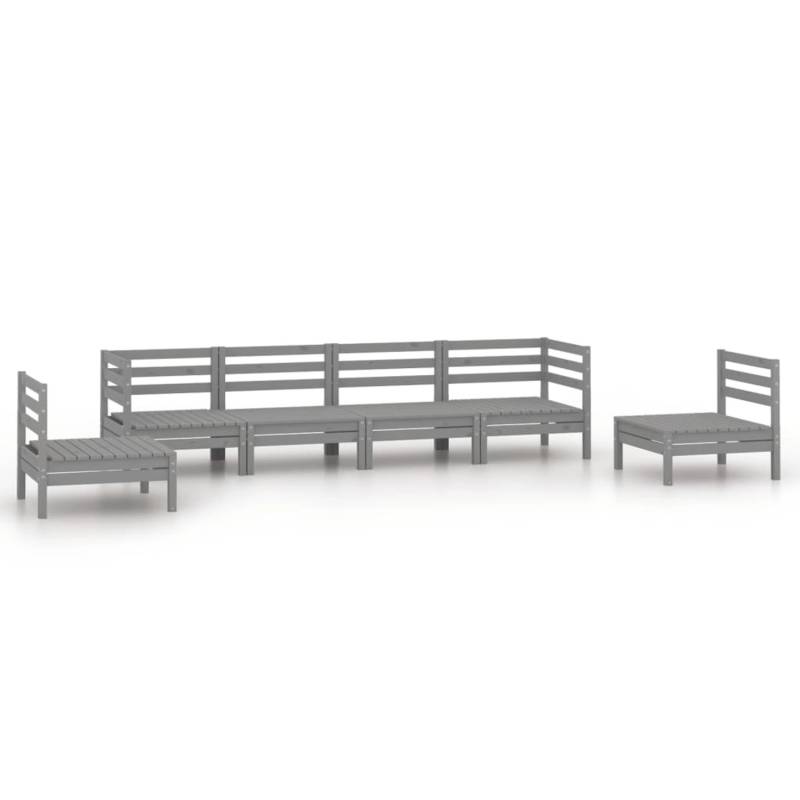 vidaXL 6-tlg Garten-Lounge-Set Grau Kiefer Massivholz Modell 18 von VIDAXL