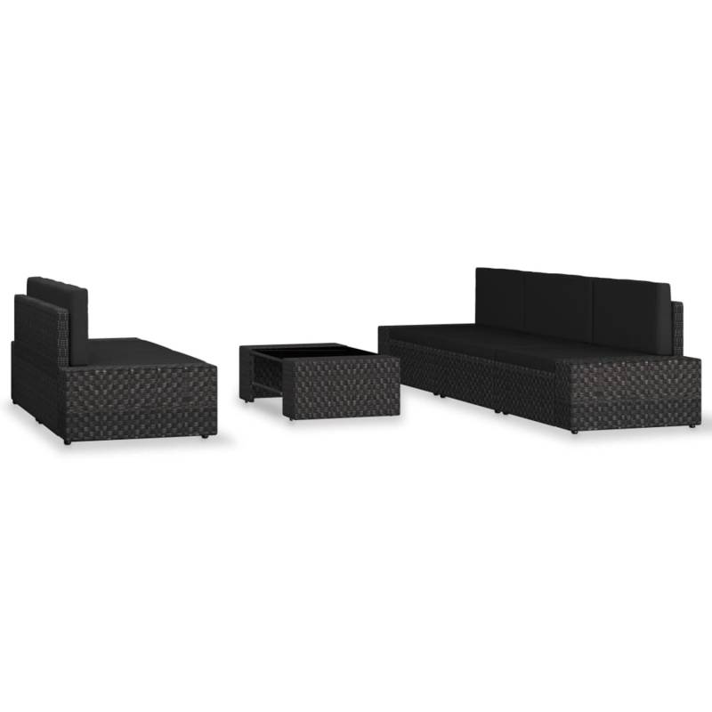 vidaXL 6-tlg Garten-Lounge-Set Poly Rattan Schwarz von VIDAXL