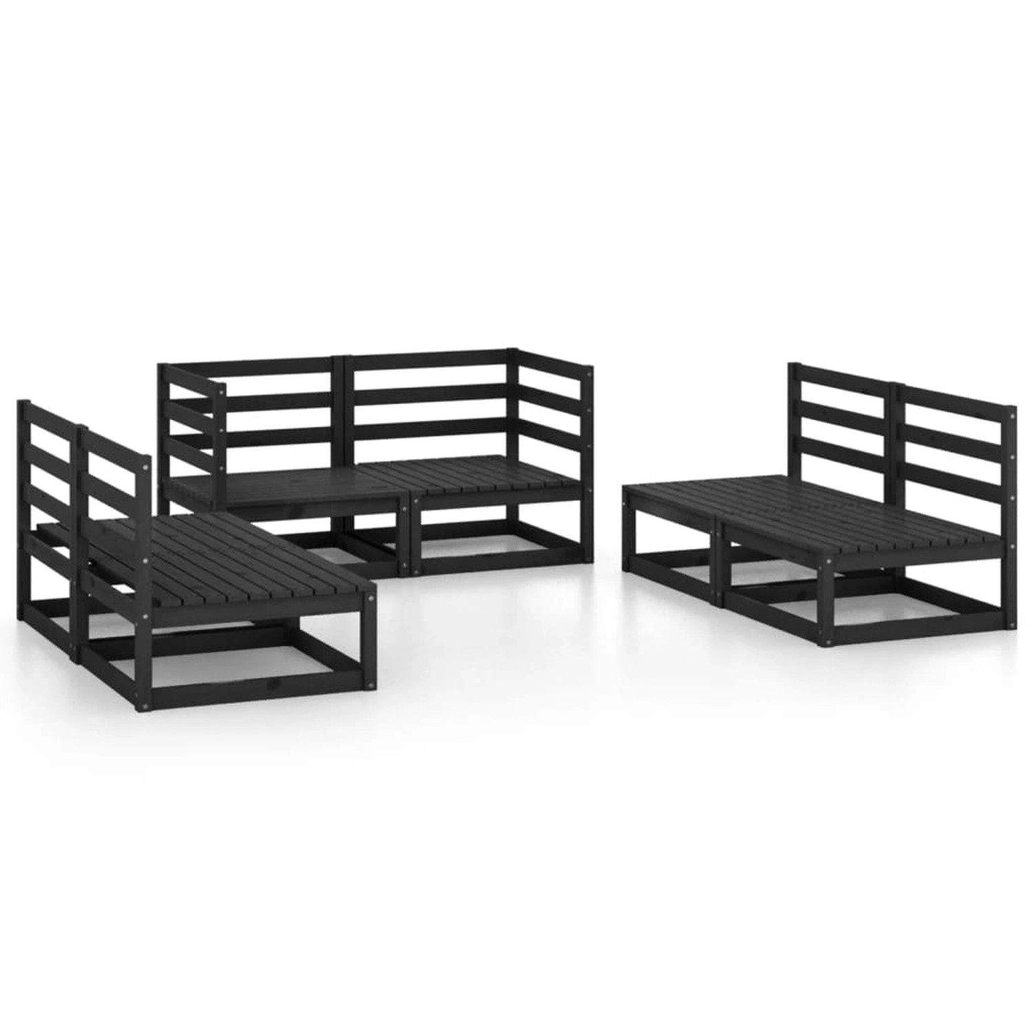 vidaXL 6-tlg Garten-Lounge-Set Schwarz Massivholz Kiefer Modell 6 vidaXL 6-tlg Garten-Lounge-Set Schwarz Massivholz Kiefer Modell 6 von VIDAXL