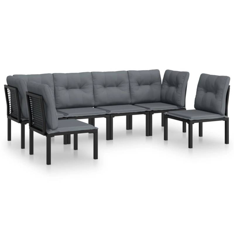 vidaXL 6-tlg Garten-Lounge-Set Schwarz und Grau Poly Rattan Modell 2 von VIDAXL