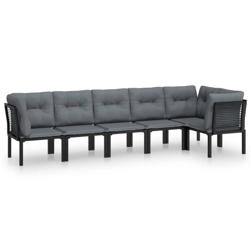 vidaXL 6-tlg Garten-Lounge-Set Schwarz und Grau Poly Rattan Modell 5 von VIDAXL