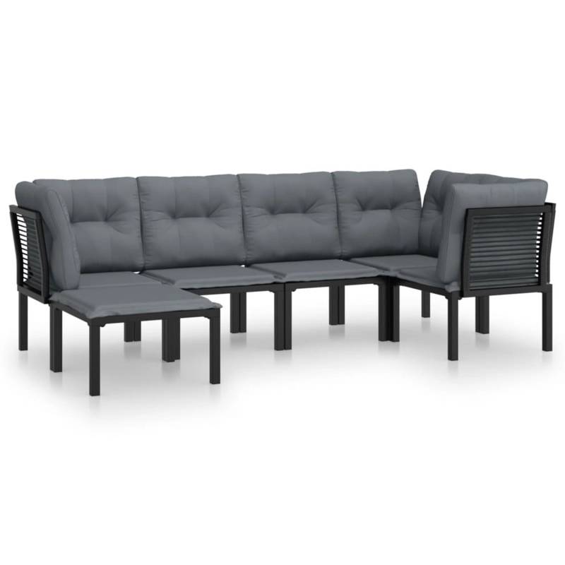 vidaXL 6-tlg Garten-Lounge-Set Schwarz und Grau Poly Rattan Modell 8 von VIDAXL