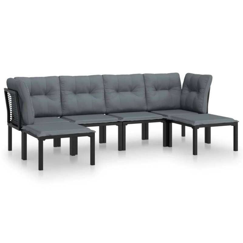 vidaXL 6-tlg Garten-Lounge-Set Schwarz und Grau Poly Rattan Modell 9 von VIDAXL