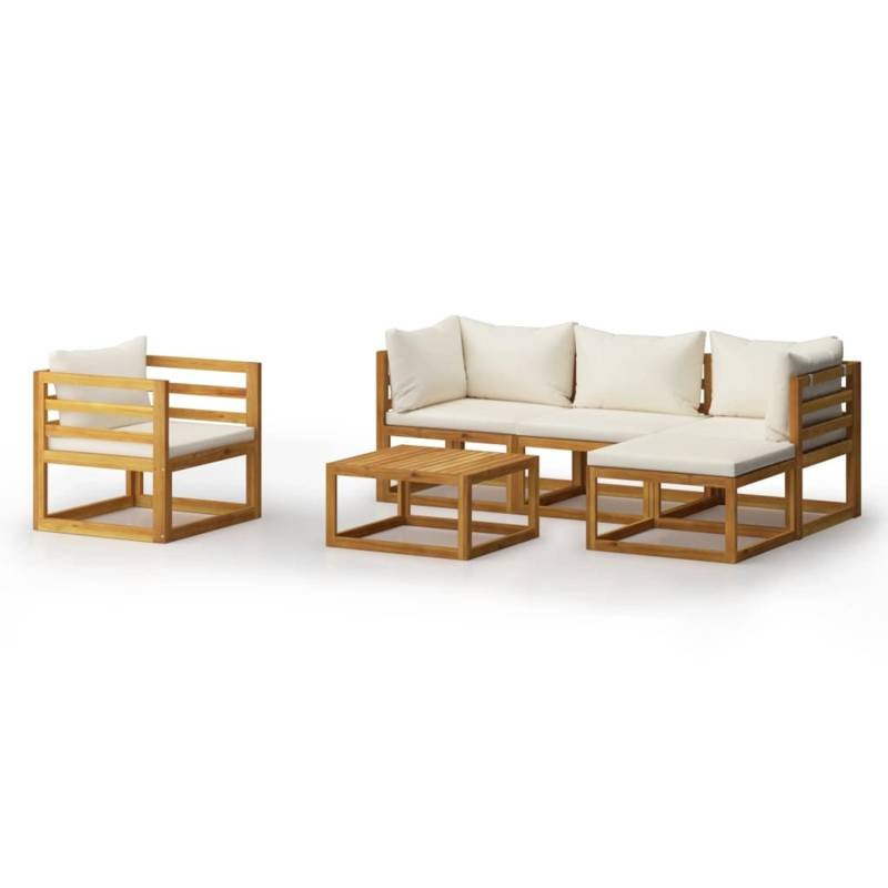 vidaXL 6-tlg Garten-Lounge-Set mit Auflagen Creme Massivholz Akazie Modell 1 von VIDAXL